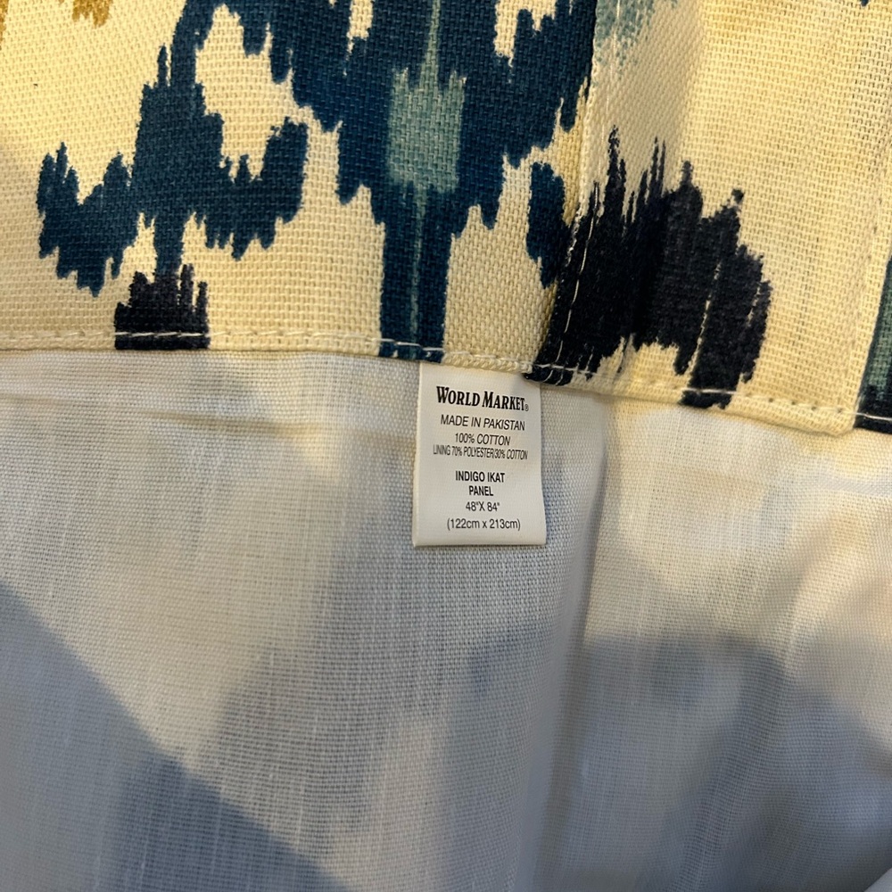 NEW PAIR World Market Indigo Ikat Two Panel Curtains (48"x84") - Picture 5 of 7